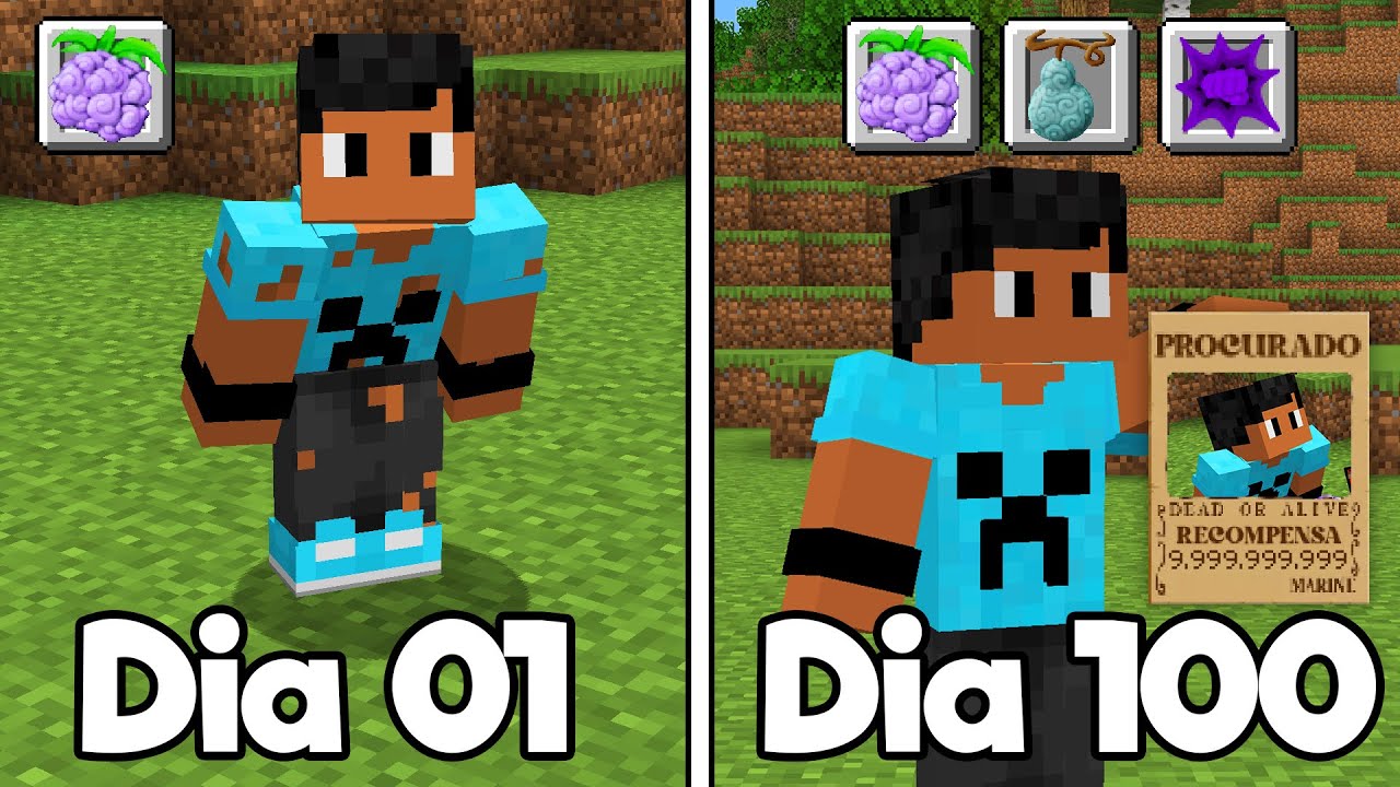 Sobrevivi 100 DIAS no ONE PIECE do Minecraft - O FILME