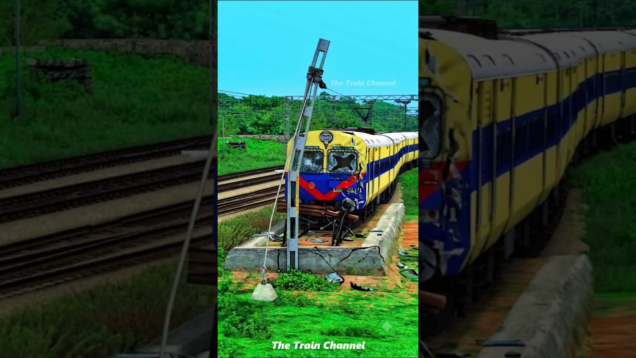 Memu Train Fails to Stop Crash On End Track 🤯 Indian Railways 🚂 #shorts #train #indianrailways #memu