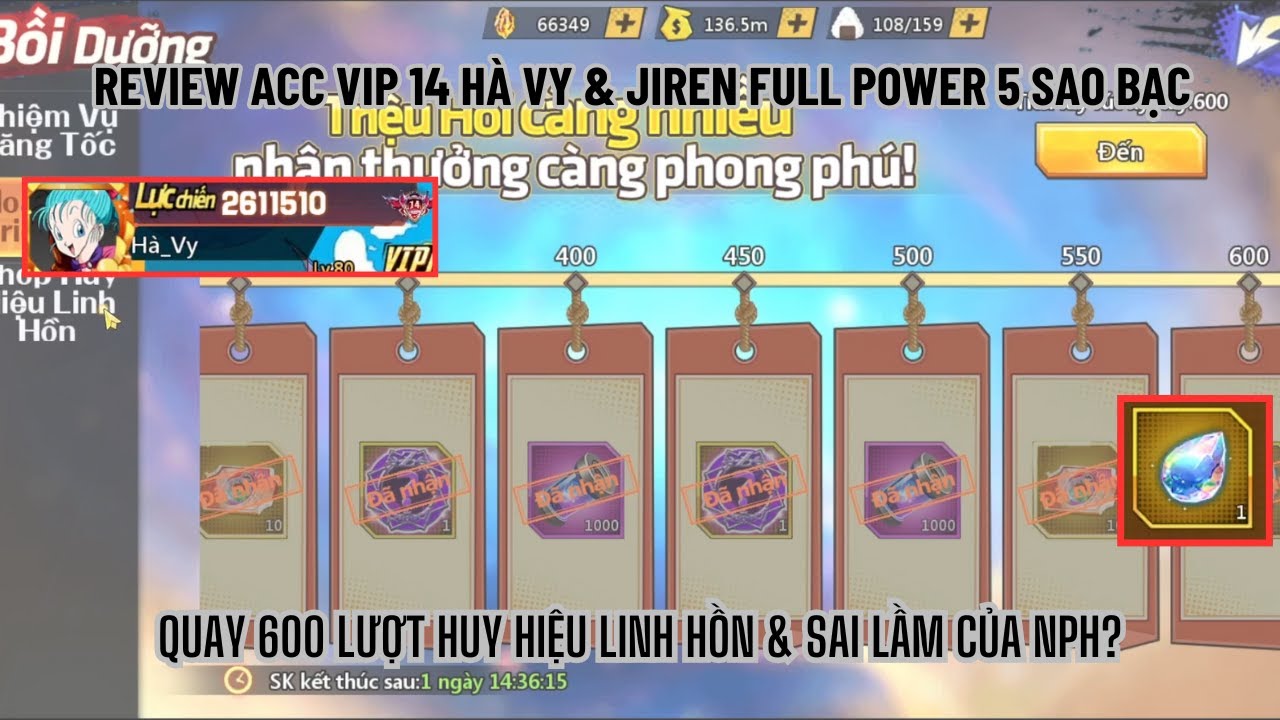 COMBO THỨC TỈNH #38 - Review acc siêu VIP14 & cùng phú bà HÀ VY quay 600 vé HUY HIỆU LINH HỒN