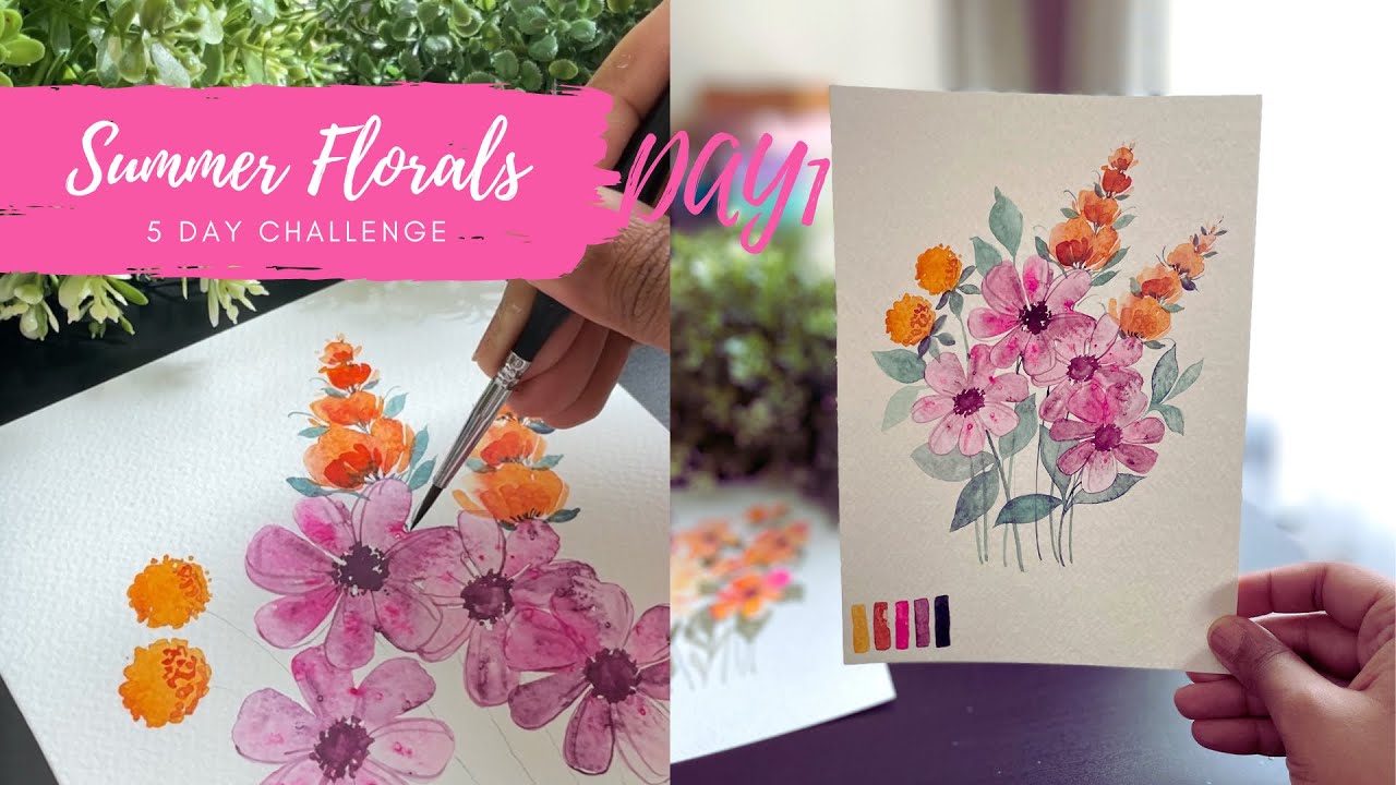 Watercolor Summer Blooms - Day 1/5