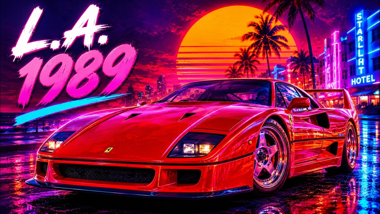 Los Angeles After Sunset, 1989 &mdash; Ferrari F40 Synthwave Mix