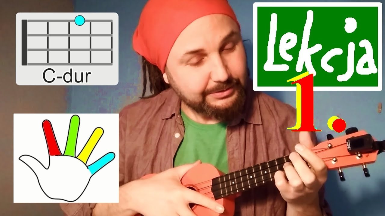 UKULELE lekcja 1: CHWYTY do góry nogami? kolorowe PALCE?