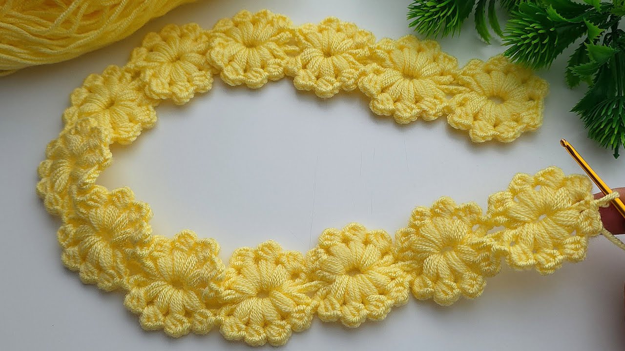 Step-by-Step: Crochet Puff/Popcorn Flower Chain Motif for Beginners.