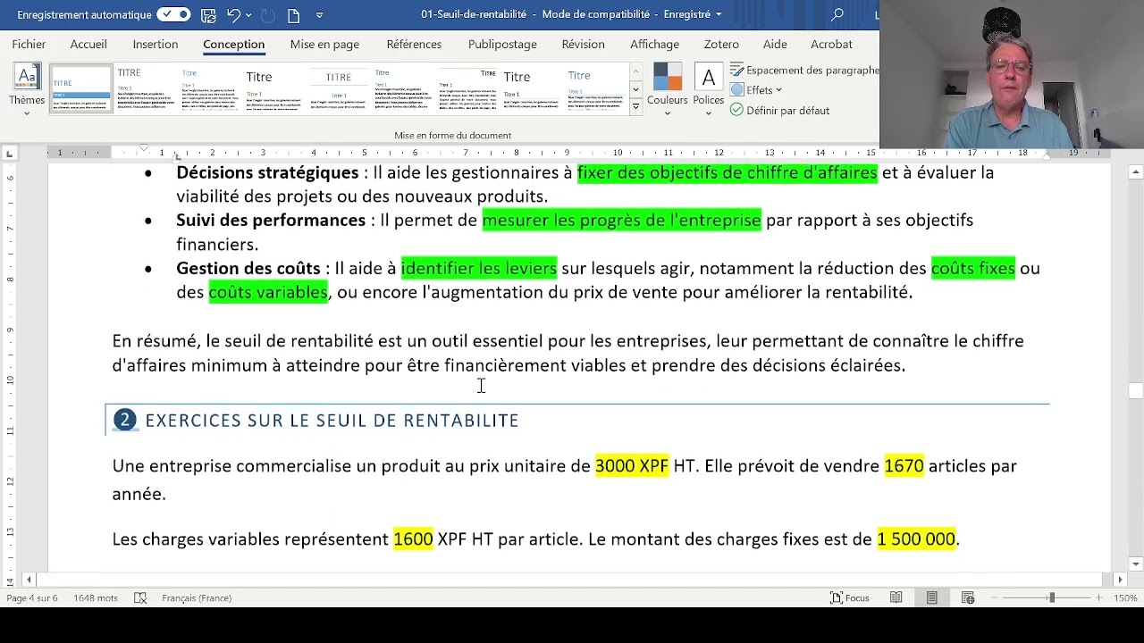 le Seuil de rentabilité
