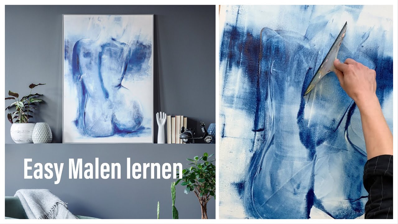 Einfach Malen lernen, Acryl, für Anfänger, Akt, nur zwei Farben, simple Tools