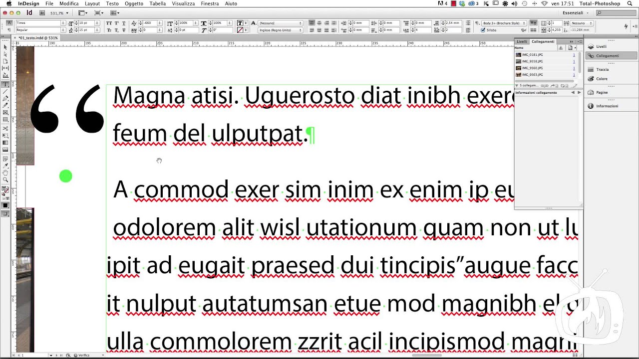 InDesign - Posizionare porzioni di testo fuori dai box