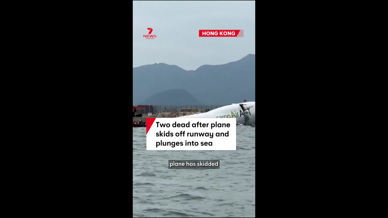 Two dead after plane skids off runway and plunges into sea