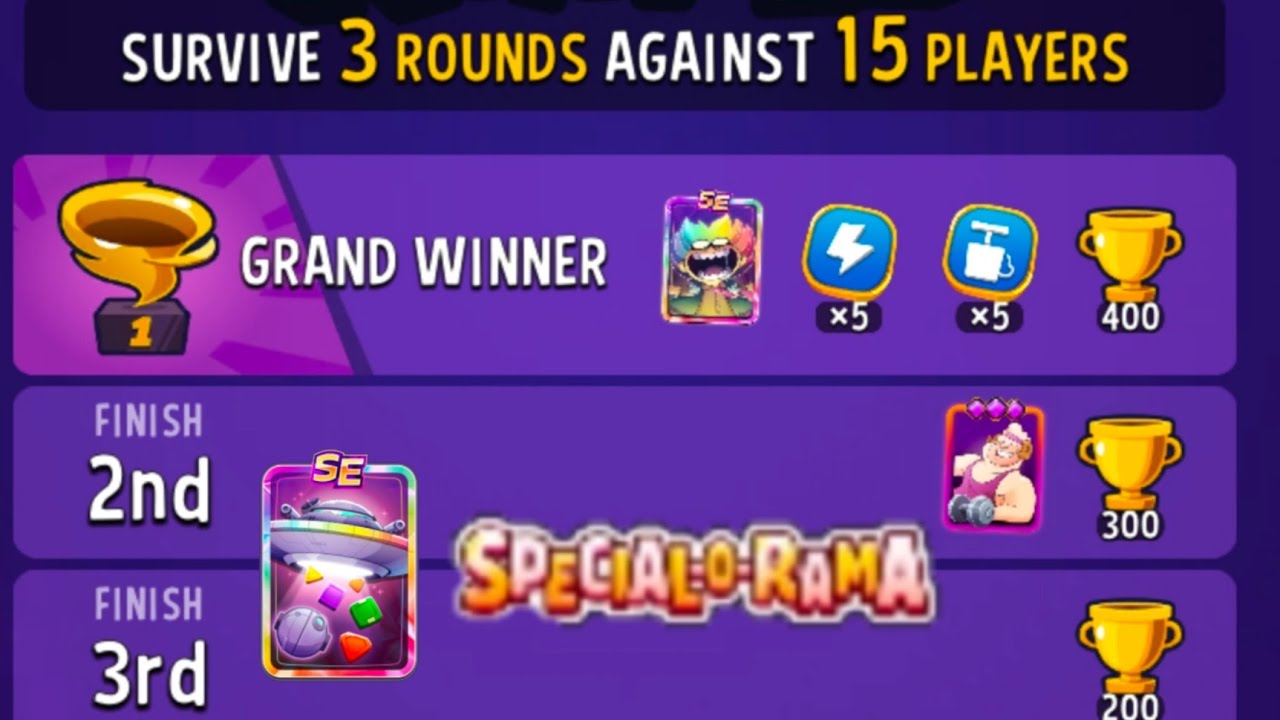 special o rama Match rumble 15  players 3 round grand winners with se ufo gameplay.