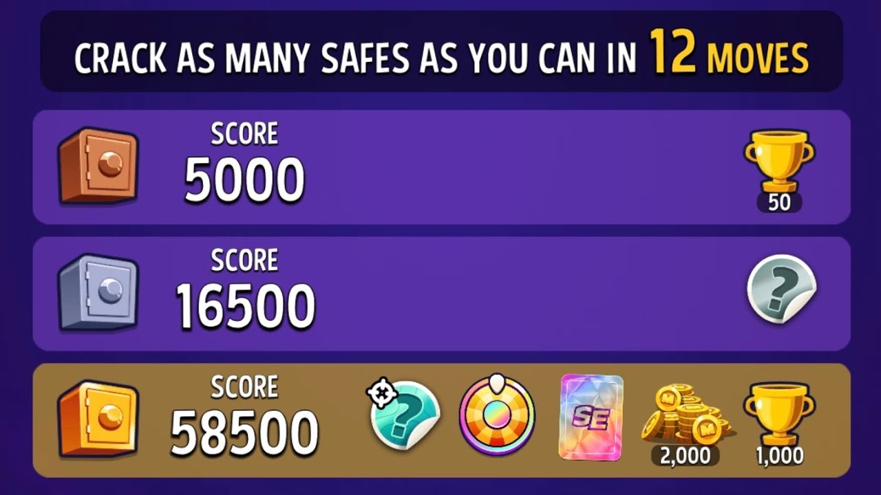 Match masters solo challenge today perfect heist mighty mushroom booster cost less score 58500 in 12