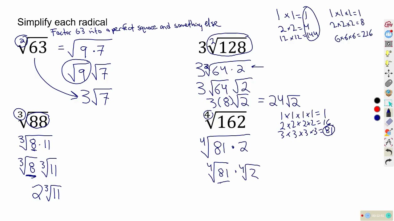 Math 10C - Exponents and Radicals Lesson 4 - Converting Radicals