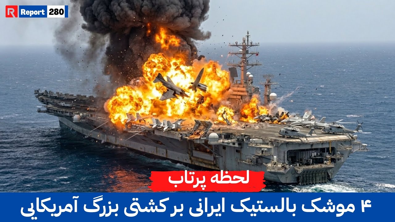 لحظه پرتاب ۴ موشک بالستیک بر ناوه هواپیمابر بزرگ آمریکایی | #iran #unitedstates #breakingnews 