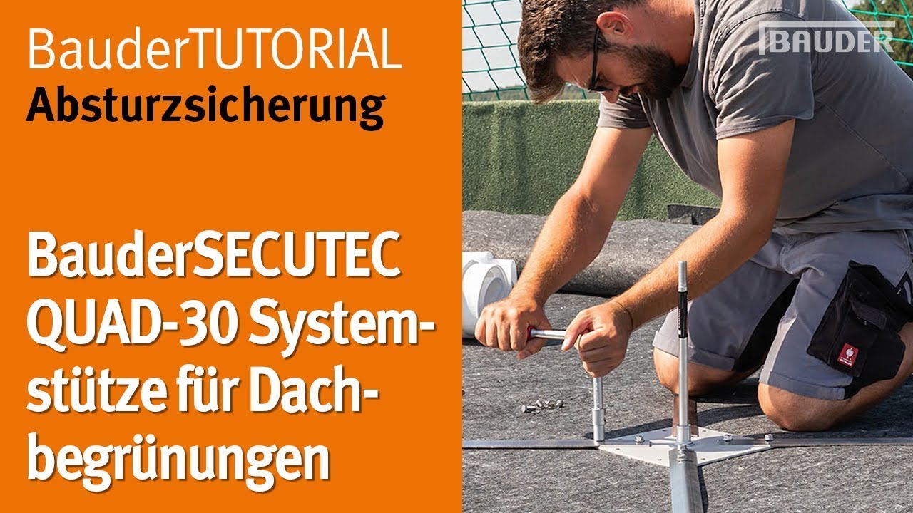 Absturzsicherung ohne Bohren für begrünte Flachdächer | BauderTUTORIAL Absturzsicherung
