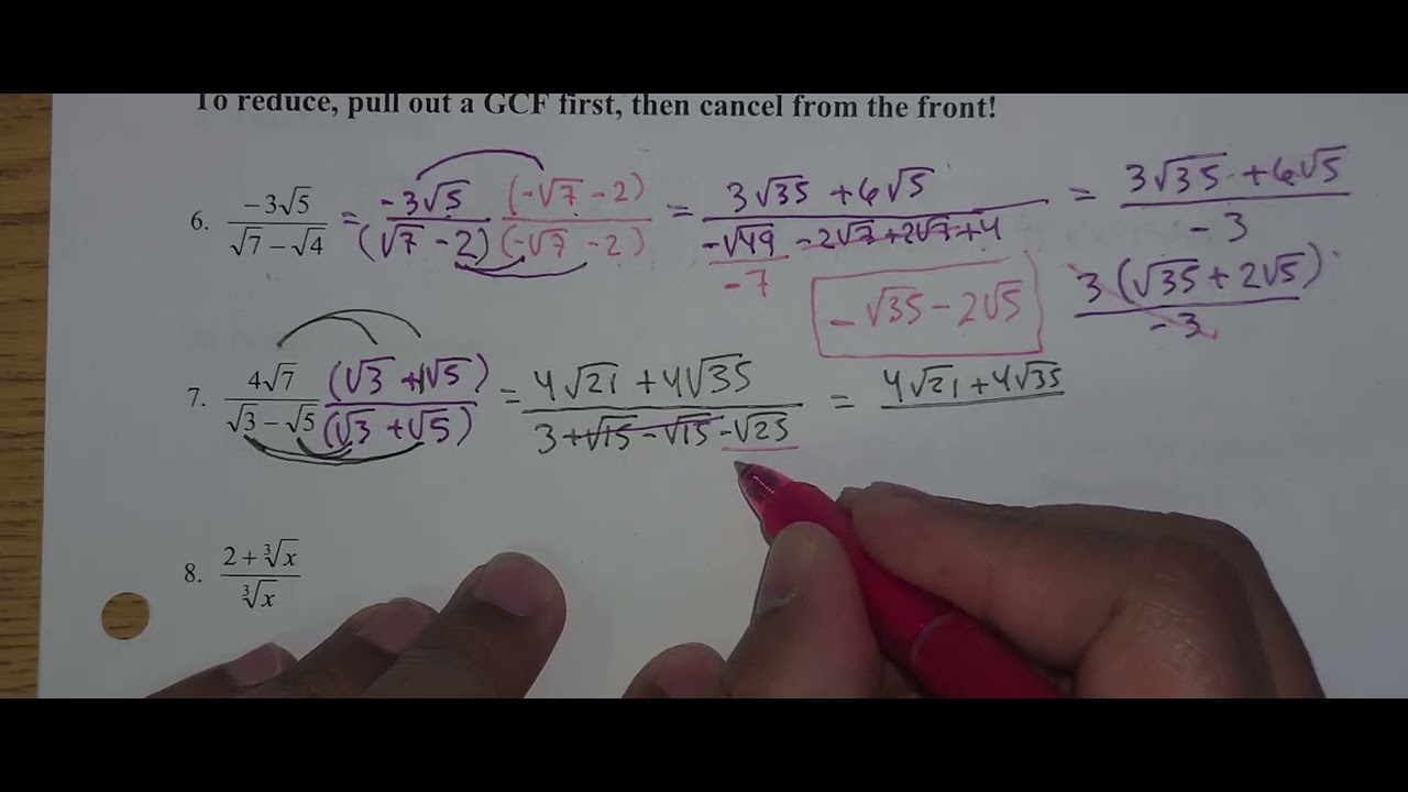 Rationalizing With Conjugates Part 2