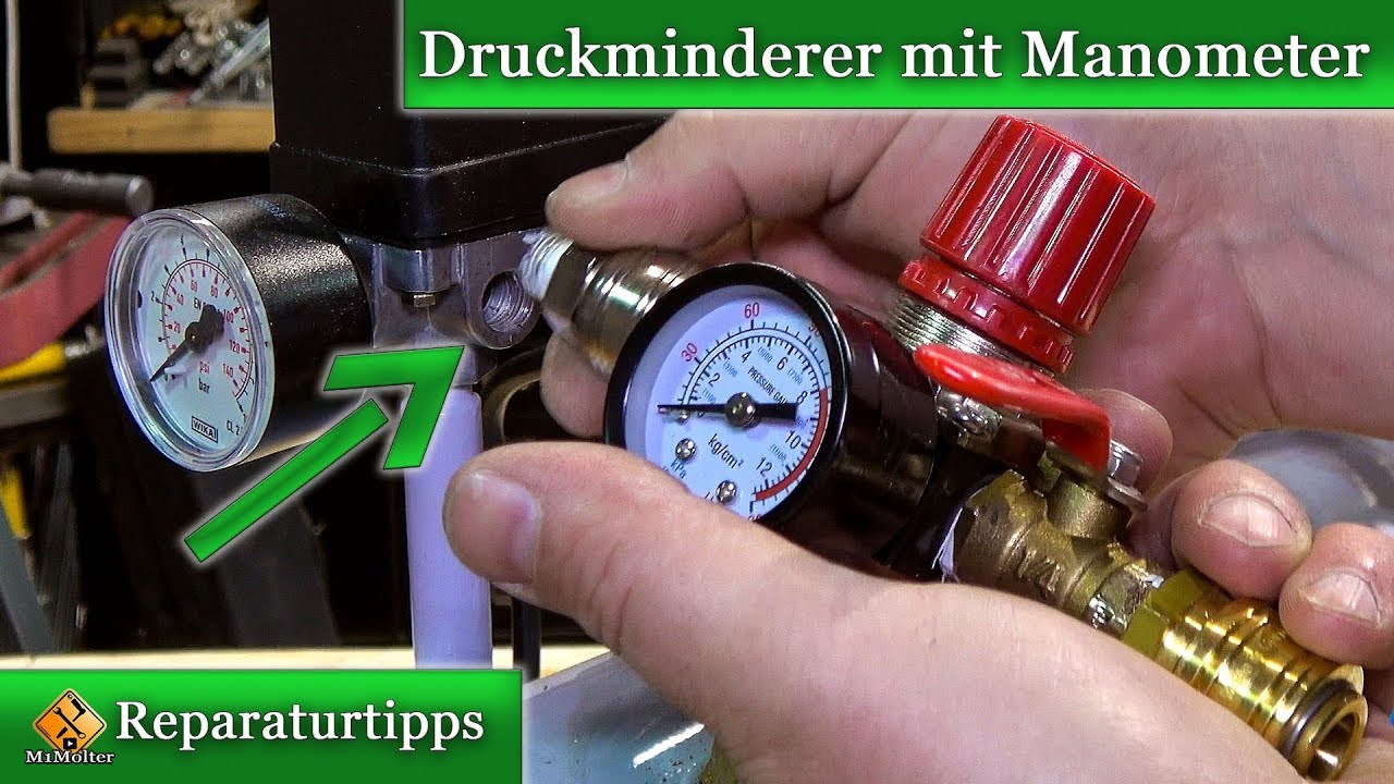 Kompressor - Druckregler / Druckminderer mit Manometer anbauen - so geht's