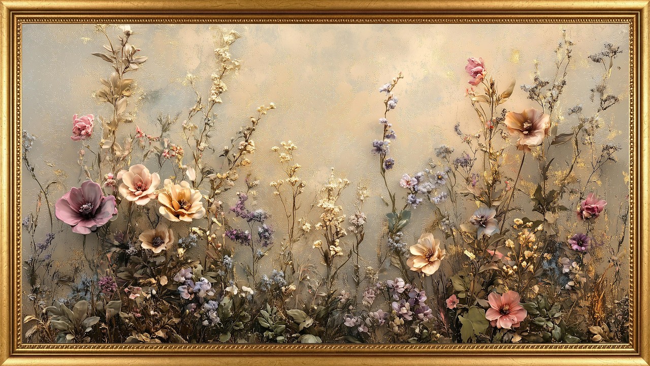 Moody Wildflower Meadow 🌾 Elegant Botanical Oil Painting | Frame TV Art Screensaver 4K