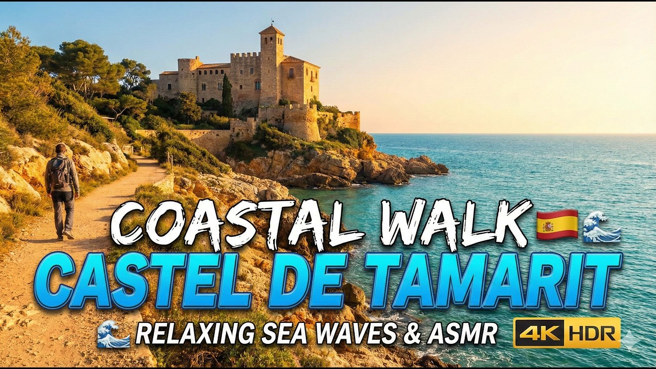 🌊 Beautiful Coastal Walk in CASTEL DE TAMARIT 🇪🇸 | Relaxing Sea Waves & Wind • ASMR 4K