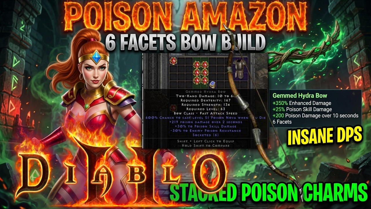 6 Facet Poison Amazon is Absolutely BROKEN in D2R! (Insane DPS) #diablo2resurrected #diablo #gaming