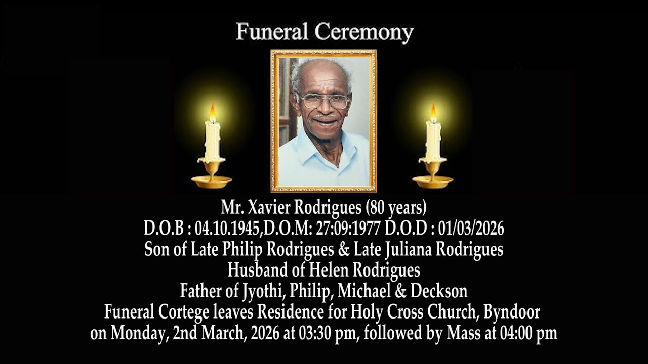Funeral Ceremony of Mr. Xavier Rodrigues (80 years) | Holy Cross Church, Byndoor