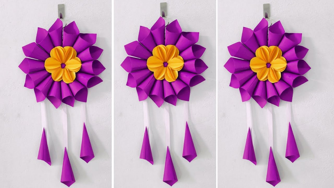 Beautiful Paper Flower Wall Hanging 🌸 | Easy DIY Room Decor | Wall hanging craft ideas 