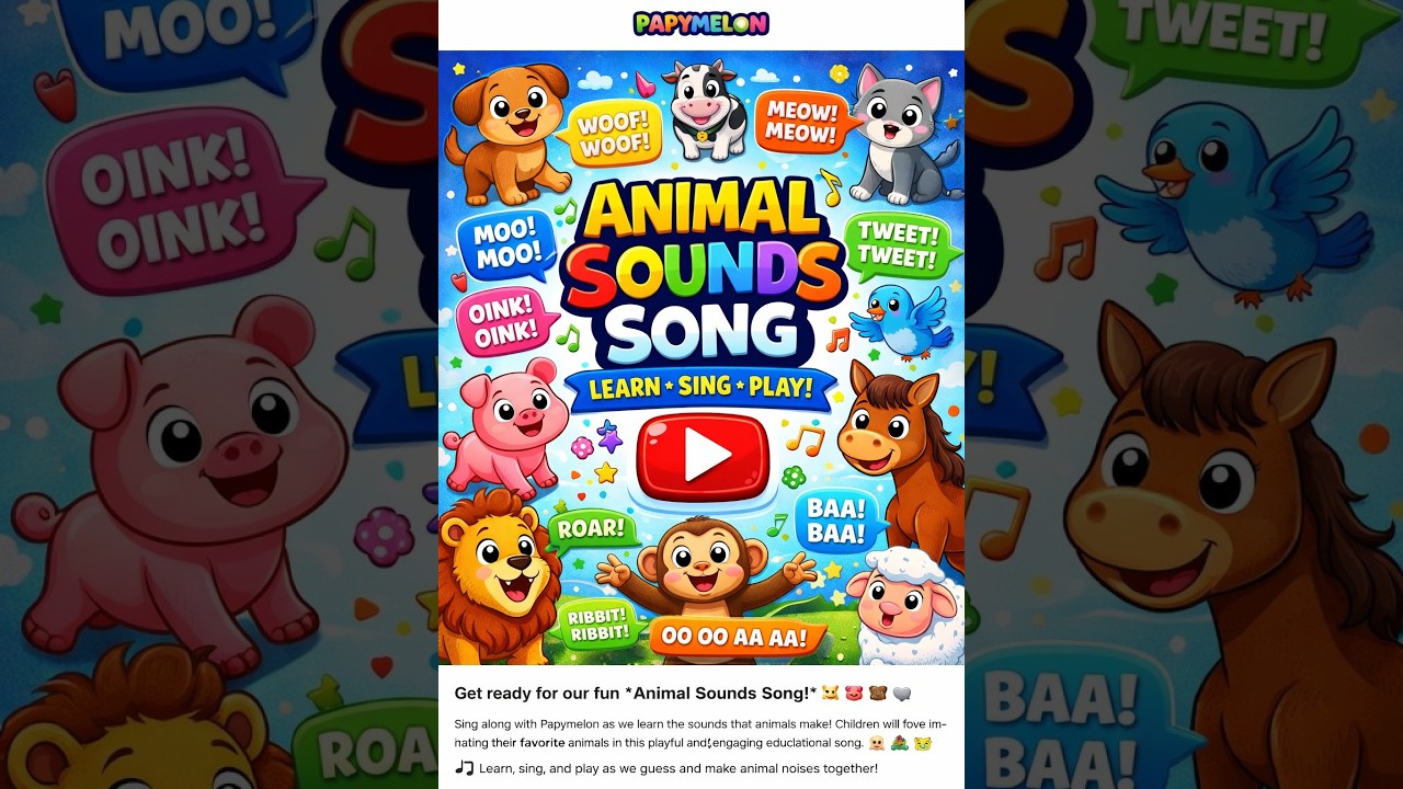 Sounds Song for Kids 🐶🐱 | Learn 16 Animal Sounds | Papymelon