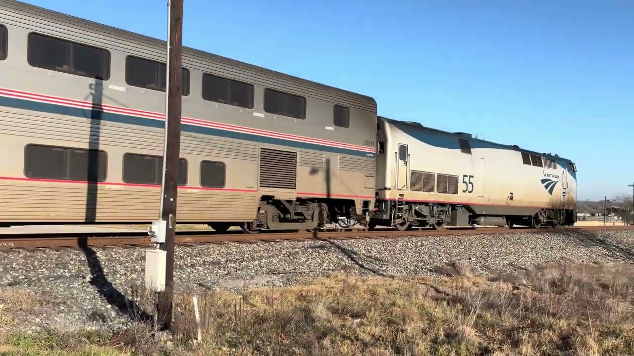 AMTK P42DC #55 with beautiful K5LA and S&AH and special sleeper! Leads NB Texas Eagle 22! 