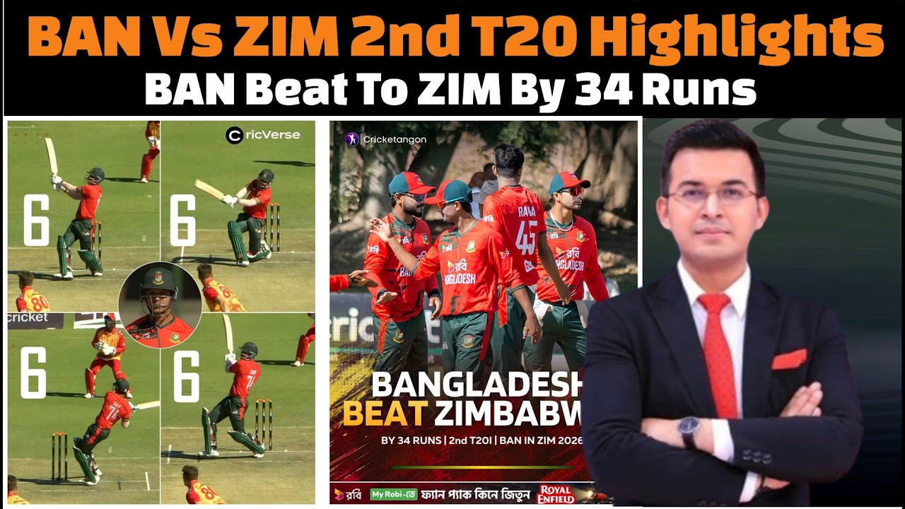 Bangladesh vs Zimbabwe 2nd T20 Match 2026 Complete Highlights Today.