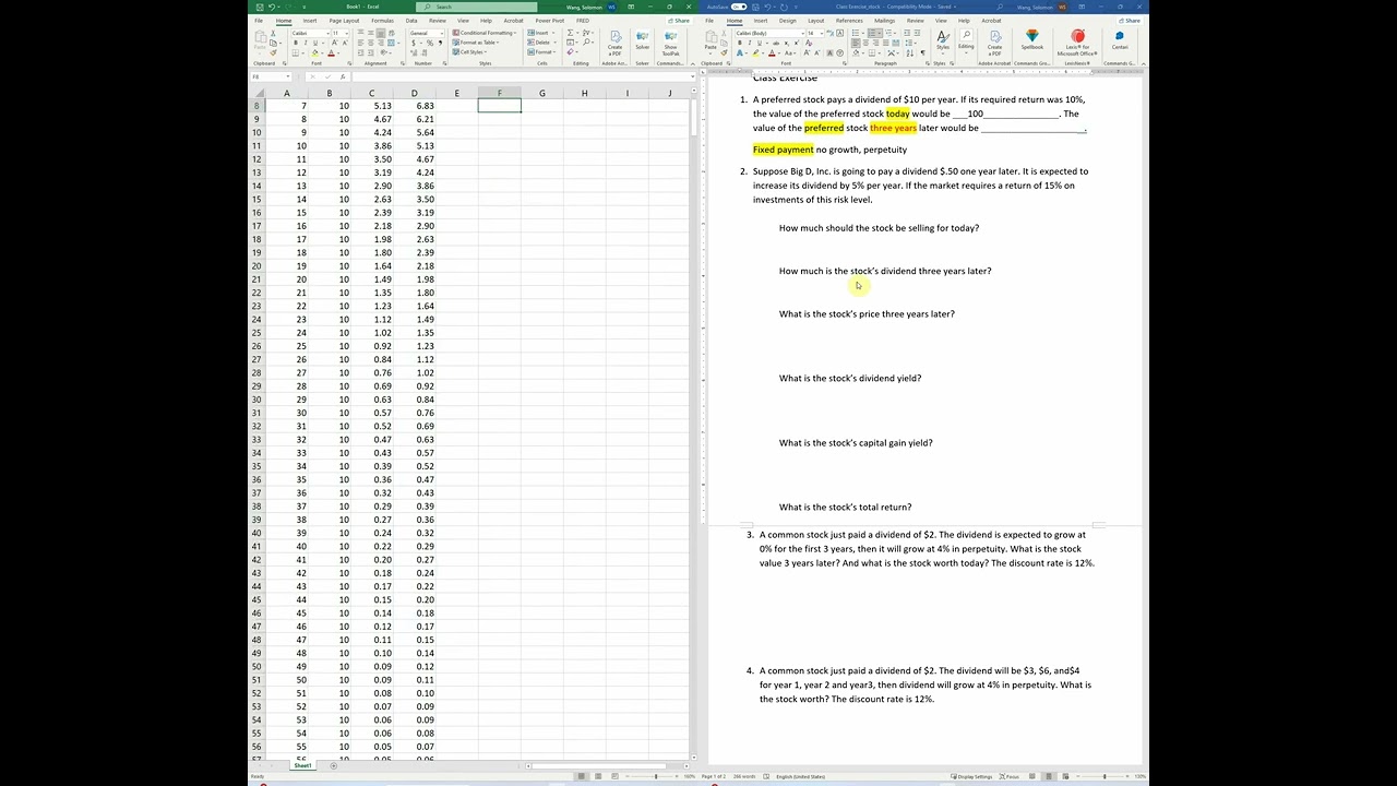 Stock valuation practice