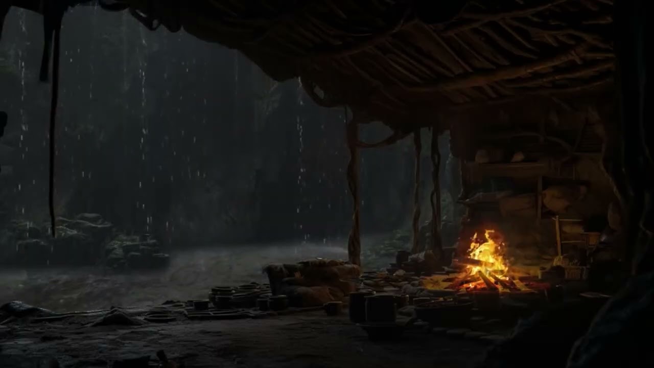 Sleep All Night NO ADS ⛈️ Warm Cabin Retreat | Soothing Rain & Fireplace Sounds for Deep Rest ✨