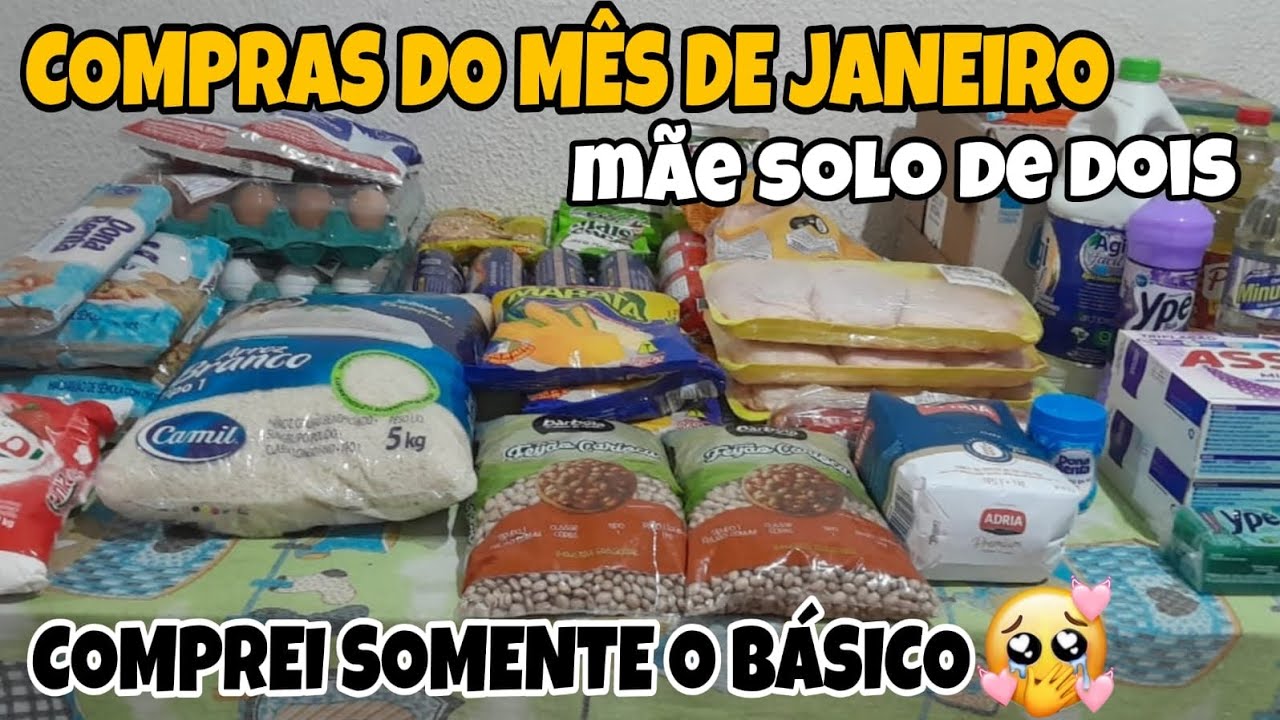 Compras do mês de janeiro 🛒comprei somente o básico pra três pessoas gratidão senhor 🙏🙏🙏
