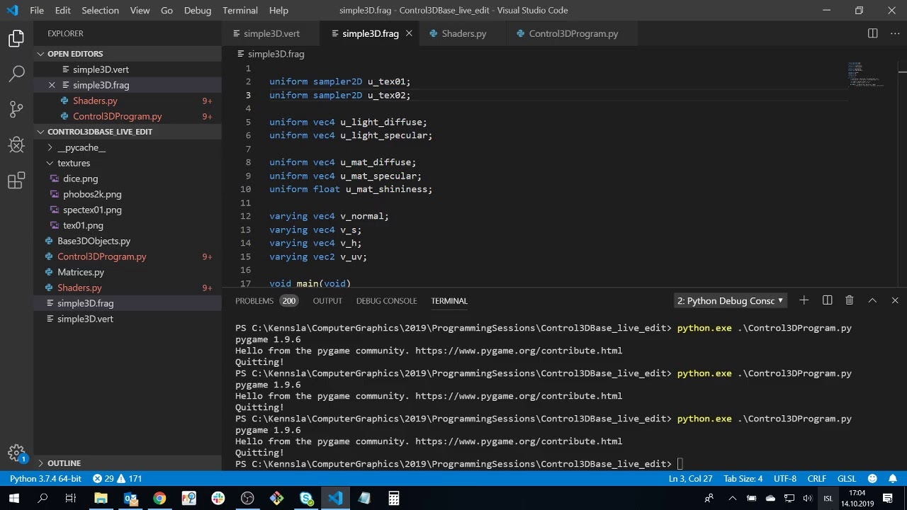 Computer Graphics 2019 - Texture mapping in program