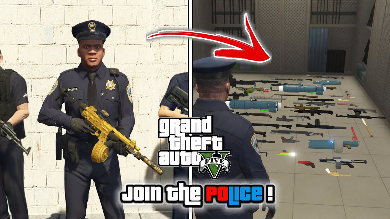 GTA 5 - How To Join the Police! (Police Uniform, Free Weapons & more)