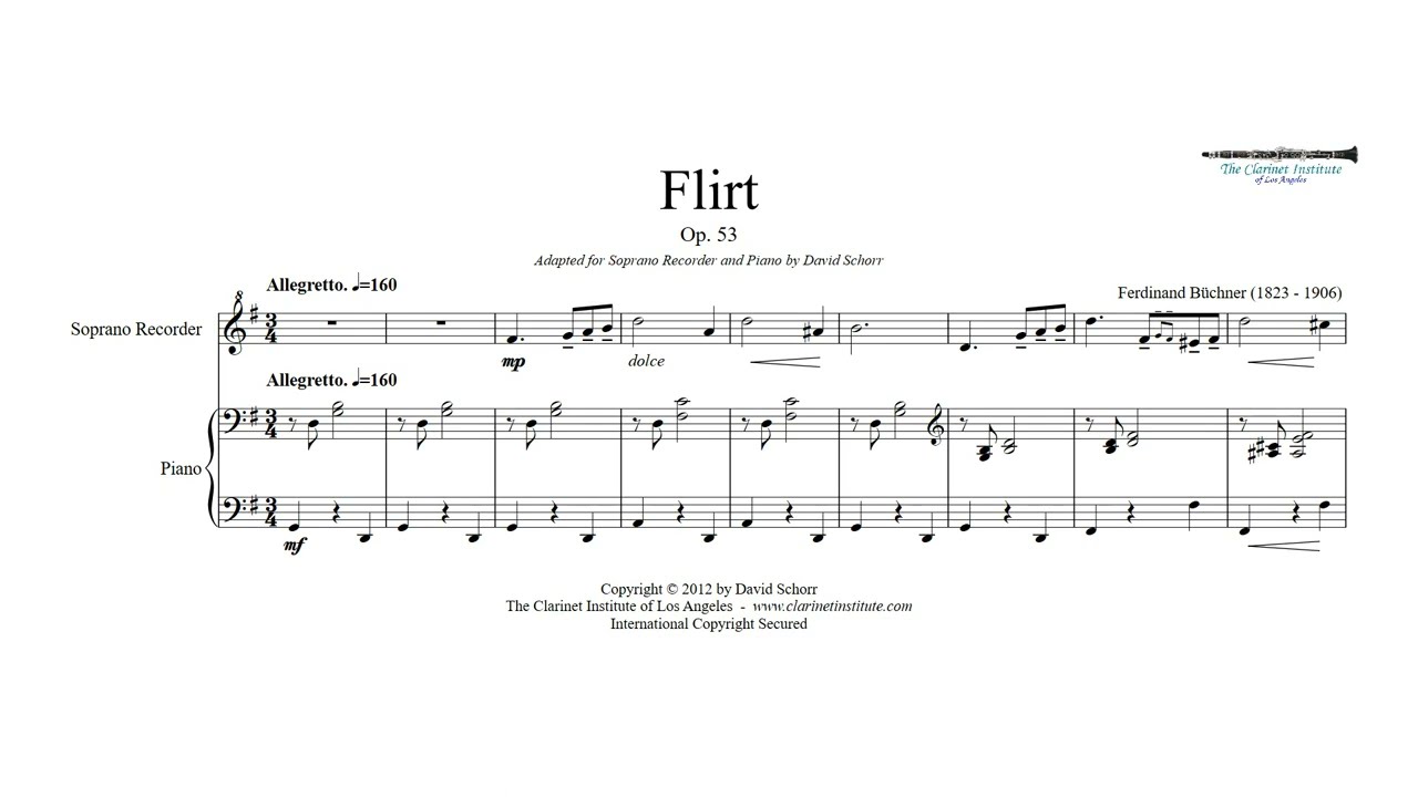 Buchner, Ferdinand  -  Flirt, for Soprano Recorder