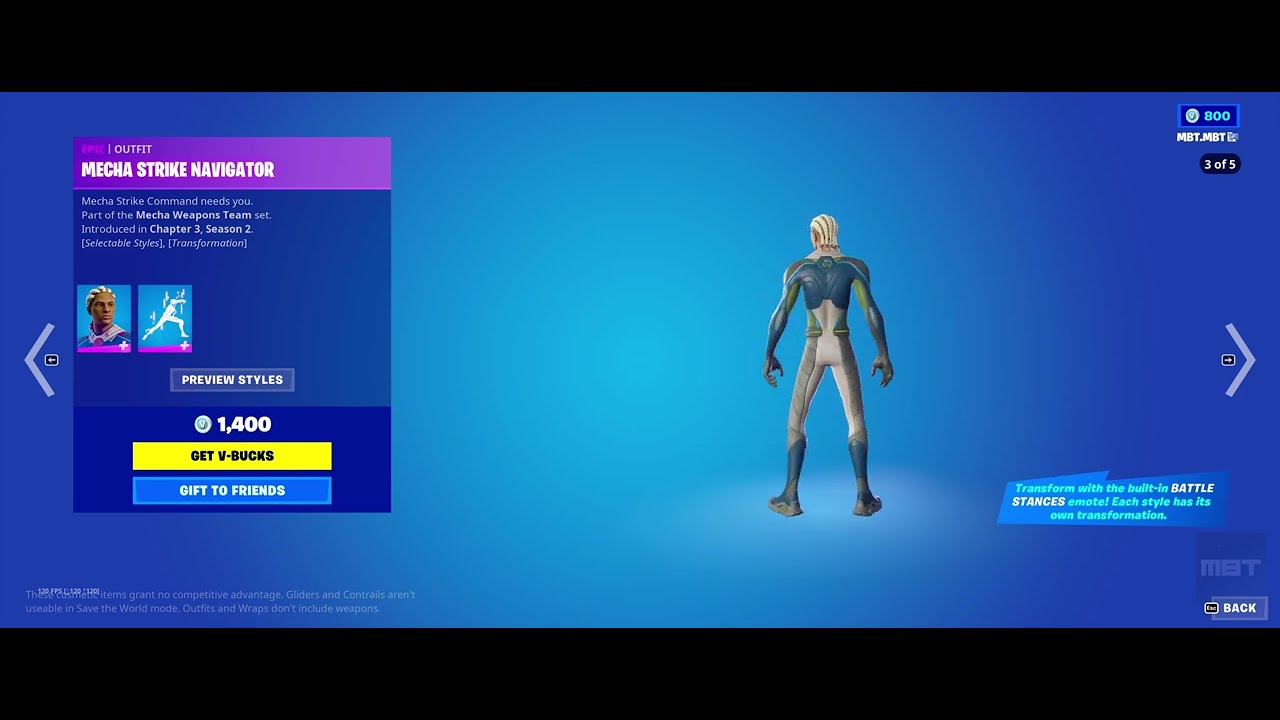 [SHOWCASE] FORTNITE SHOP ITEMS: EPIC OUTFIT MECHA STRIKE NAVIGATOR ALL STYLES