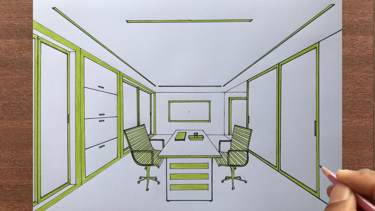 How to Draw an Office in 1 Point Perspective