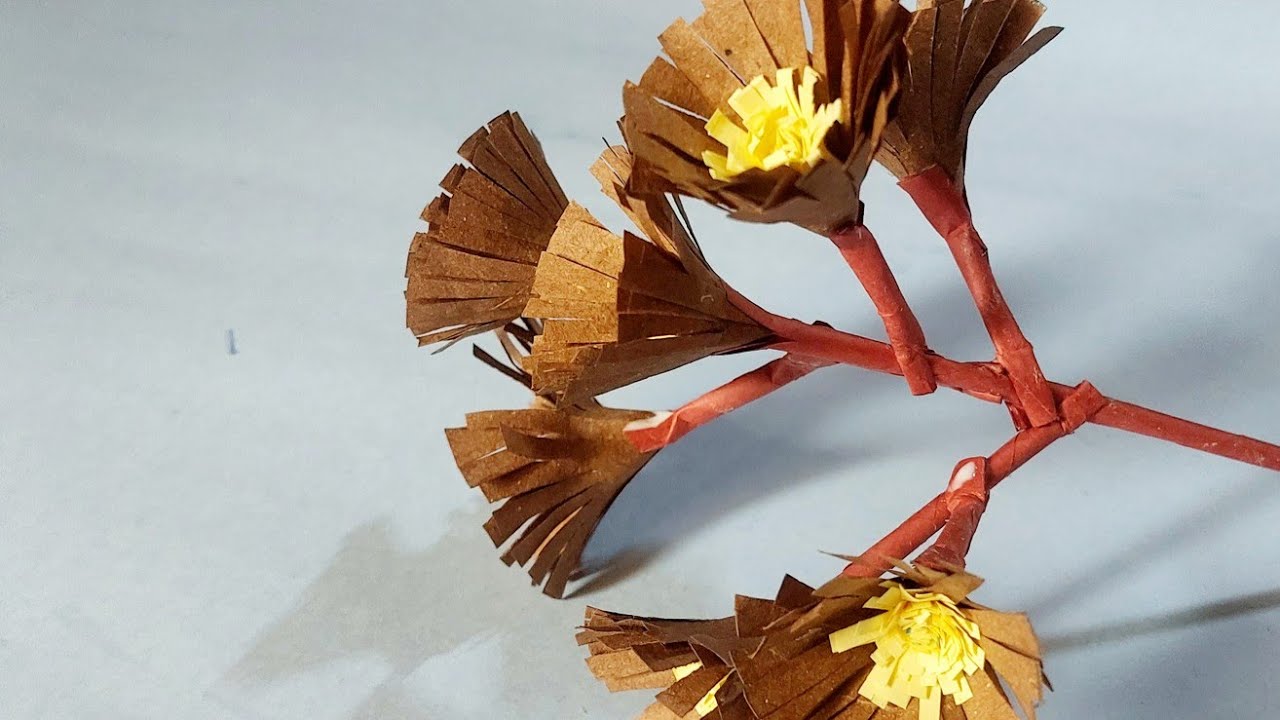 Easy flowers made from waste paper bag | Decorate home with flowers made from eco friendly material
