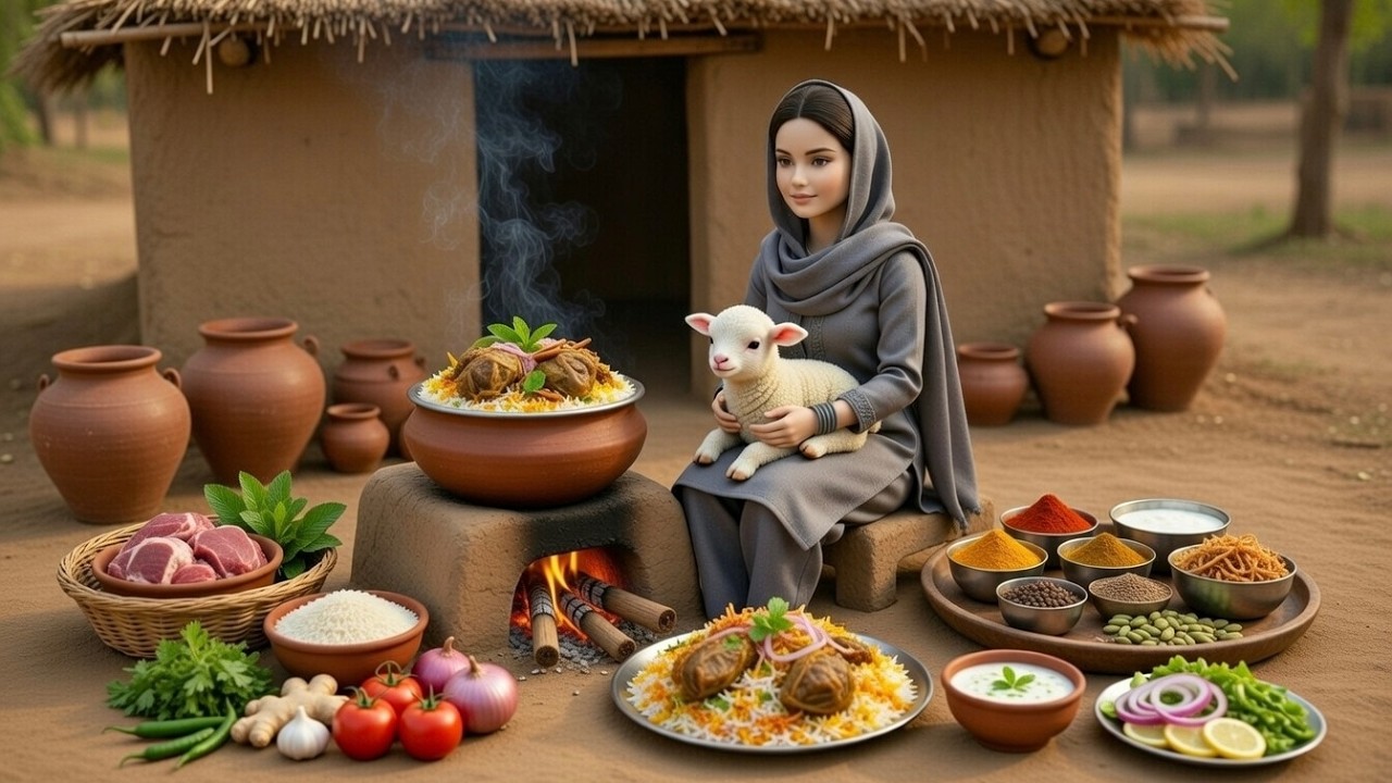 Miniature Nazin Doll Cooking Lamb Biryani | Fresh Sugarcane Juice ASMR | Village Tiny Kitchen Story