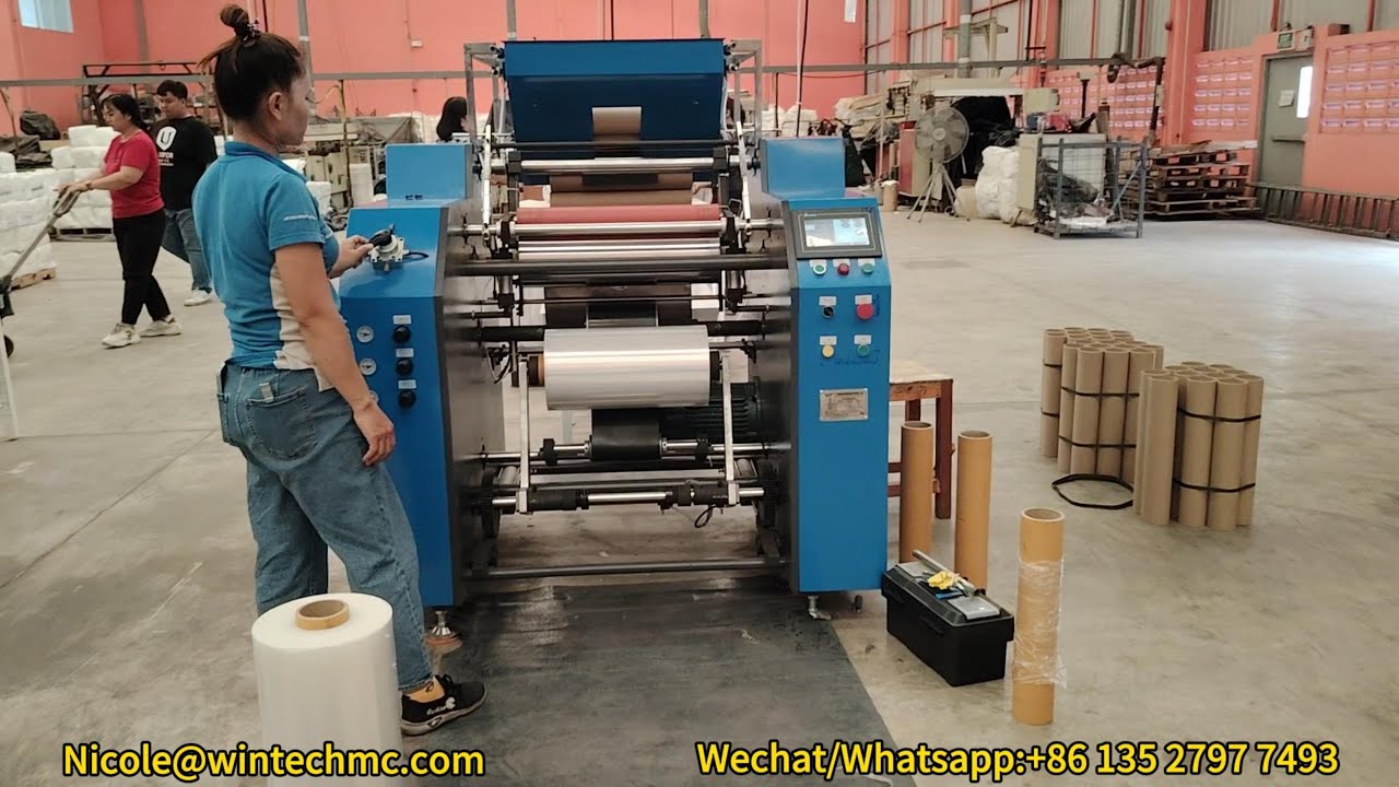500MM PE Stretch Film Rewinder For Multiple Sizes Paper Core，Hand Roll PE Stretch Film Rewinder