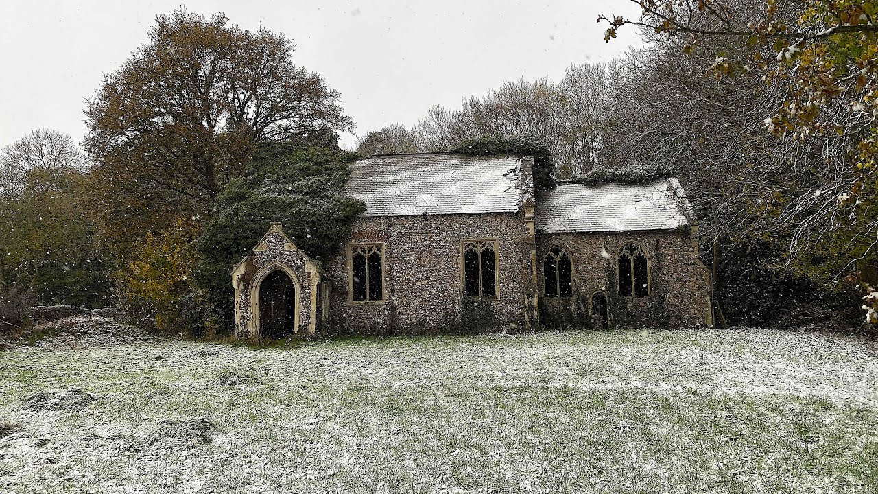 Cracked Flooring Exposes the Crypt below Norfolk Church Ruin as Grave Ledger Stones still Lay Inside