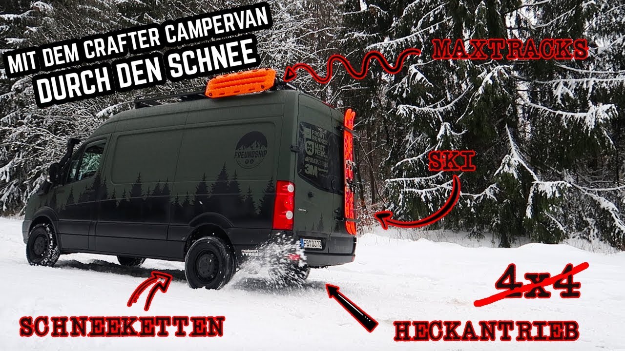 Mit dem Crafter Campervan durch den Schnee - Winterreifen, Schneeketten im Einsatz // FREUNDSHIP