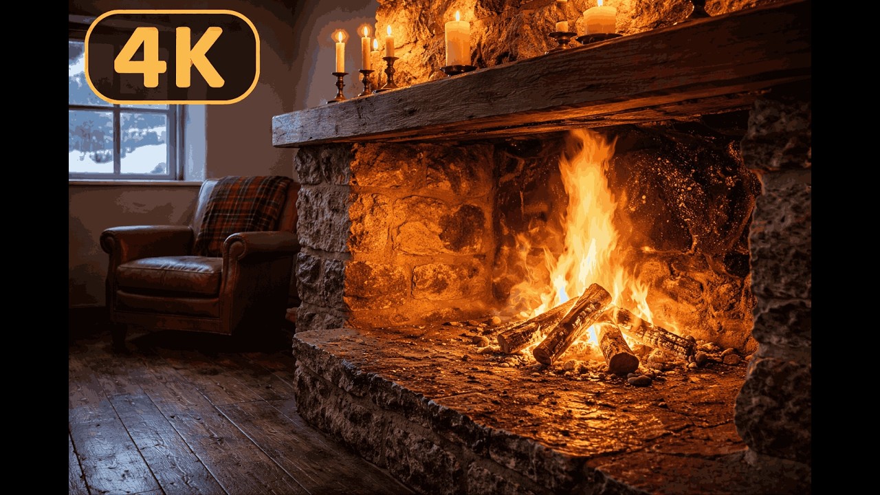 4K Cozy Fireplace Cabin 🔥 Relaxing Fire Sounds