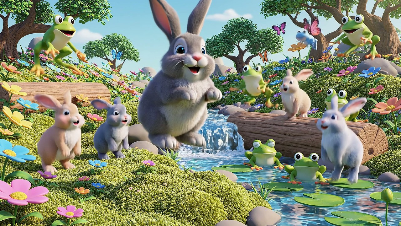 Cinco Conejitos Saltarines Hop Hop Hop 🐰 | Canciones Infantiles y Números para Niños
