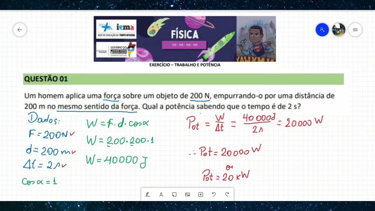 Resolução de Exercício   Trabalho e Potência   Parte 01