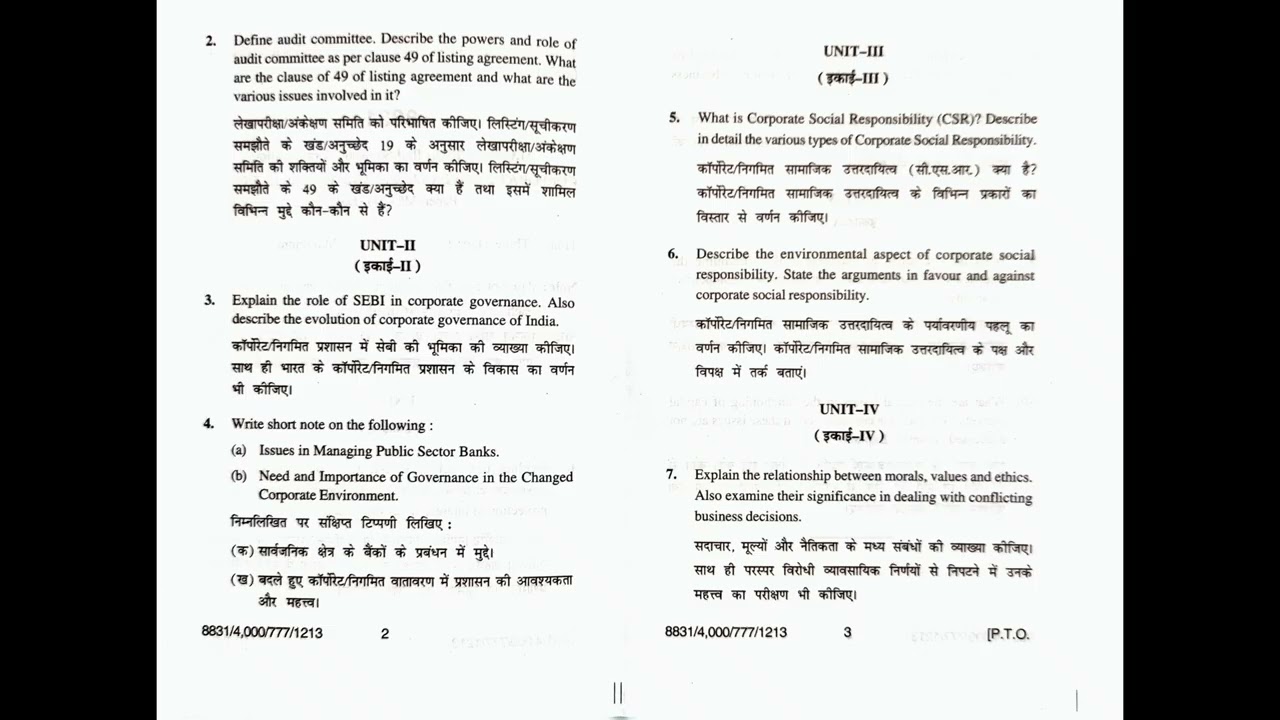 2. Corporate Governance and Business Ethics MC-206 DSC #mcom #hpuexam #oldquestionpapers #june2025