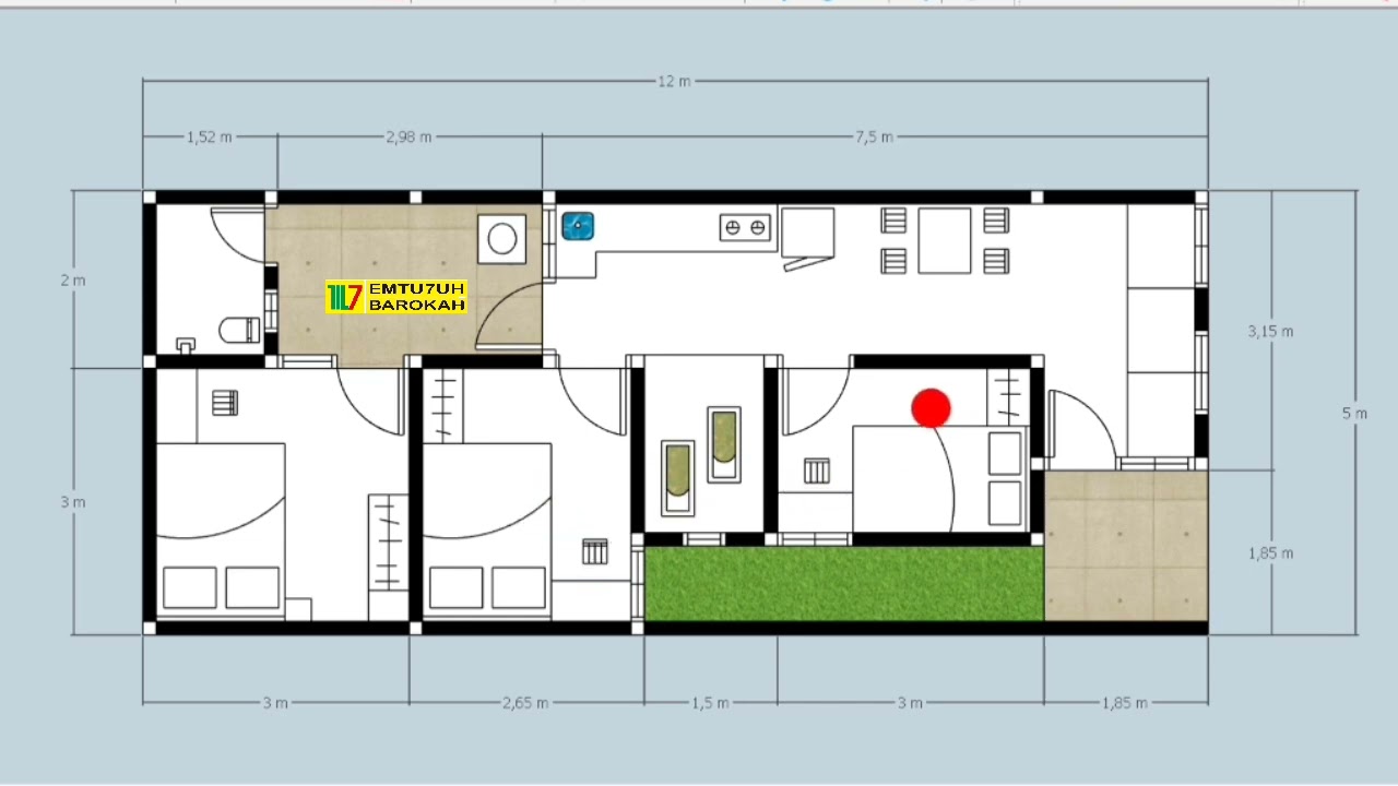 Denah rumah 5x12 kamar tidur 3, Sirkulasi sehat