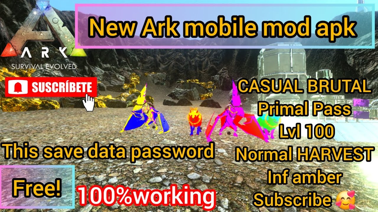 ARK MOBILE SAVE DATA | CASUAL BRUTAL | PRIMAL PASS | LVL | SUBSCRIBE  FOR MORE 🥰 BEST MOD OF ARK |