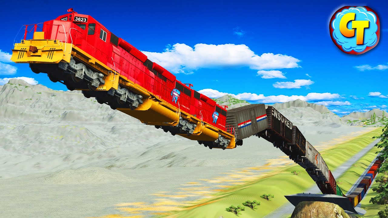 Train Accidents Derailments ✅ Railroad End Trains Cliff Fall ⏹ BeamNG DRIVE