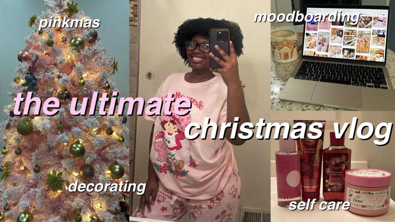 the ULTIMATE christmas vlog🎄🎀: pinkmas, decorating, setting up tree, baking, snow day, cozy vibes