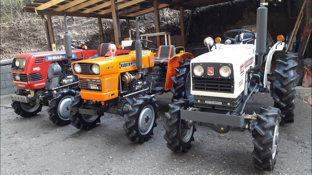 Kubota L2000DT + Shibaura SD1840 + Mitsubishi ST-2001D Mini Traktorki Japońskie Kobylany