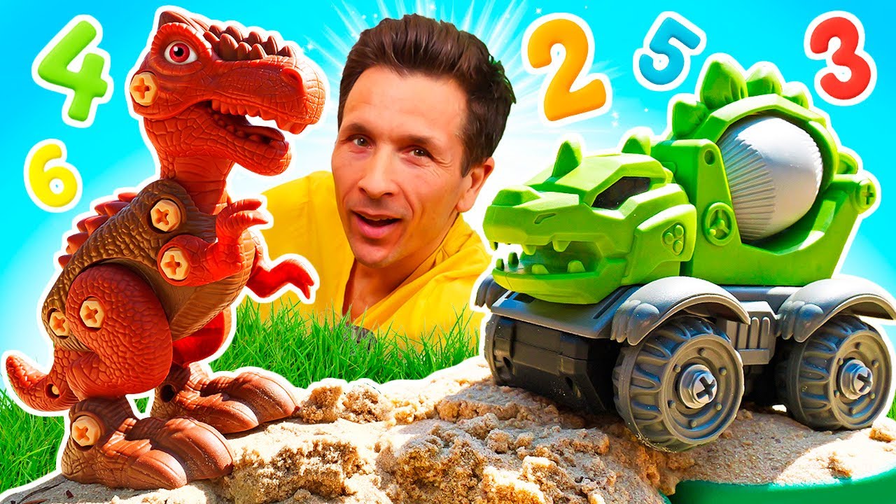 🚧 Camions magiques se transforment en dinosaures ! 🦖 Jeux, comptage et aventure dans le sable