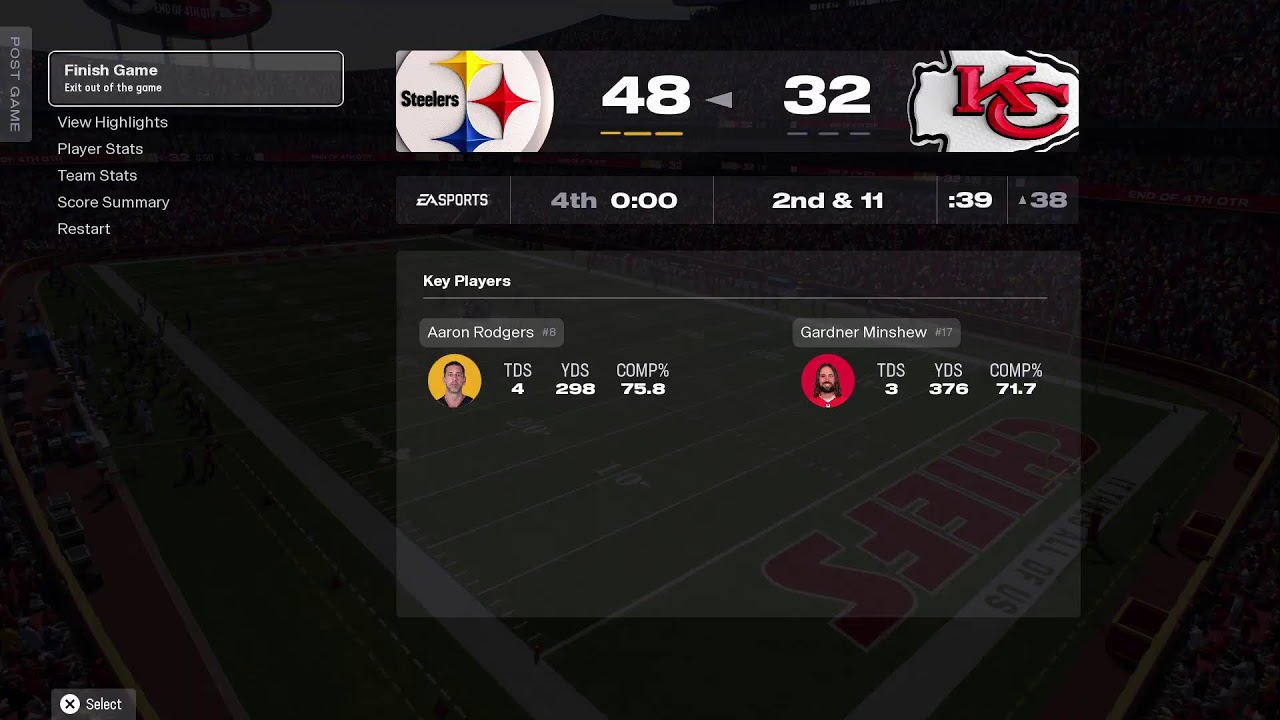 Chiefs vs Steelers Wild Card Maden 26 Simulation